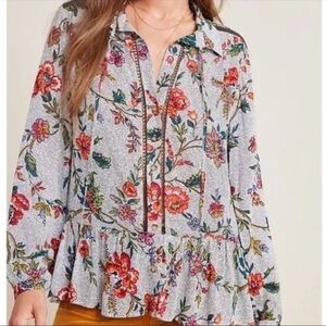 Anthropologie Maeve Janie Flounced Peasant Blouse. Size 00.